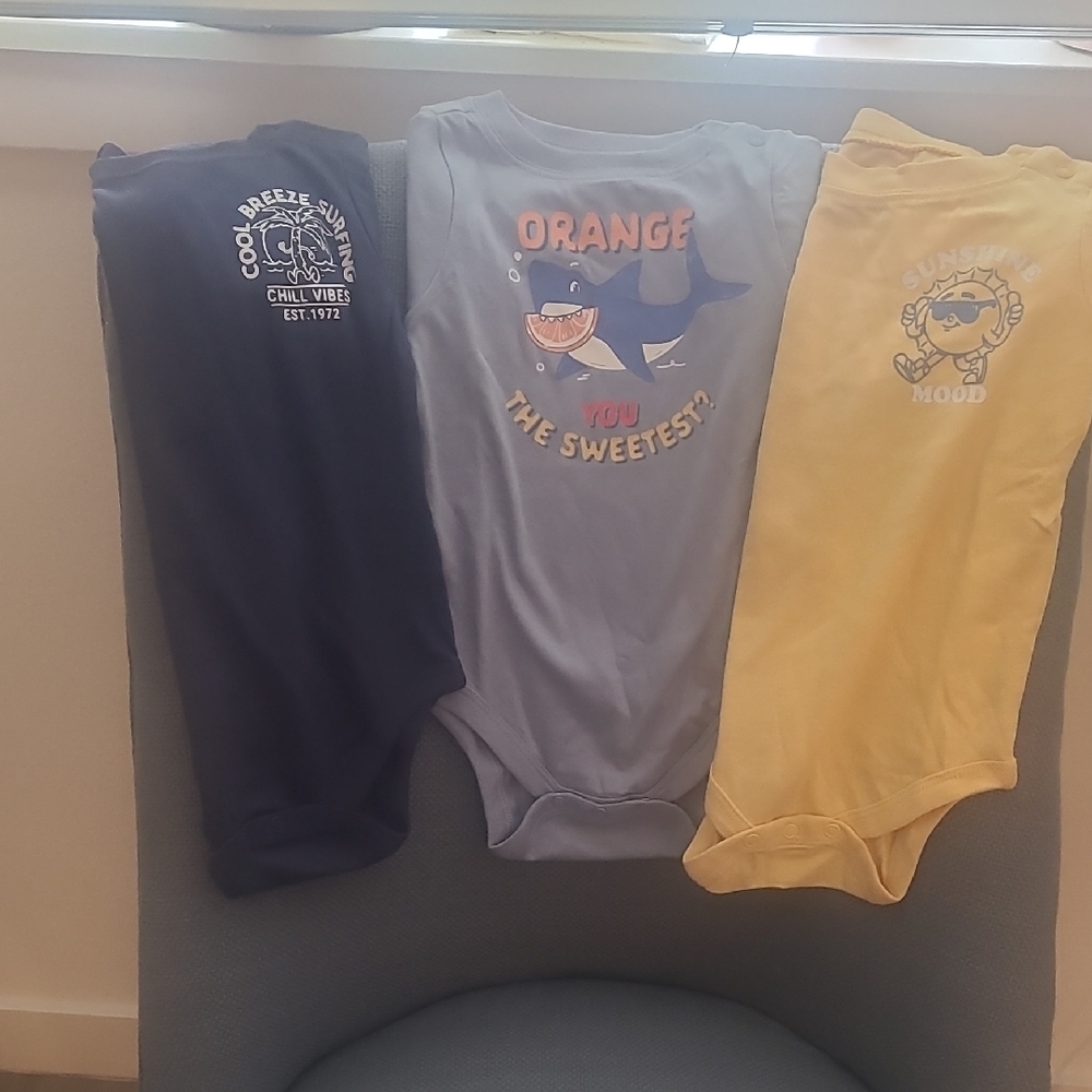 Garanimals Bodysuit Trio - Navy, Gray, Yellow